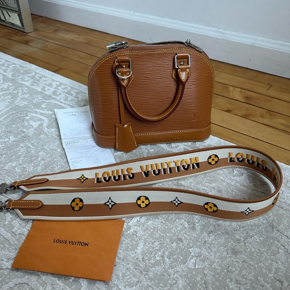 Louis Vuitton Alma Handbag Miel Epi Leather Jacquard Strap Original Receipt - Picture 2 of 12